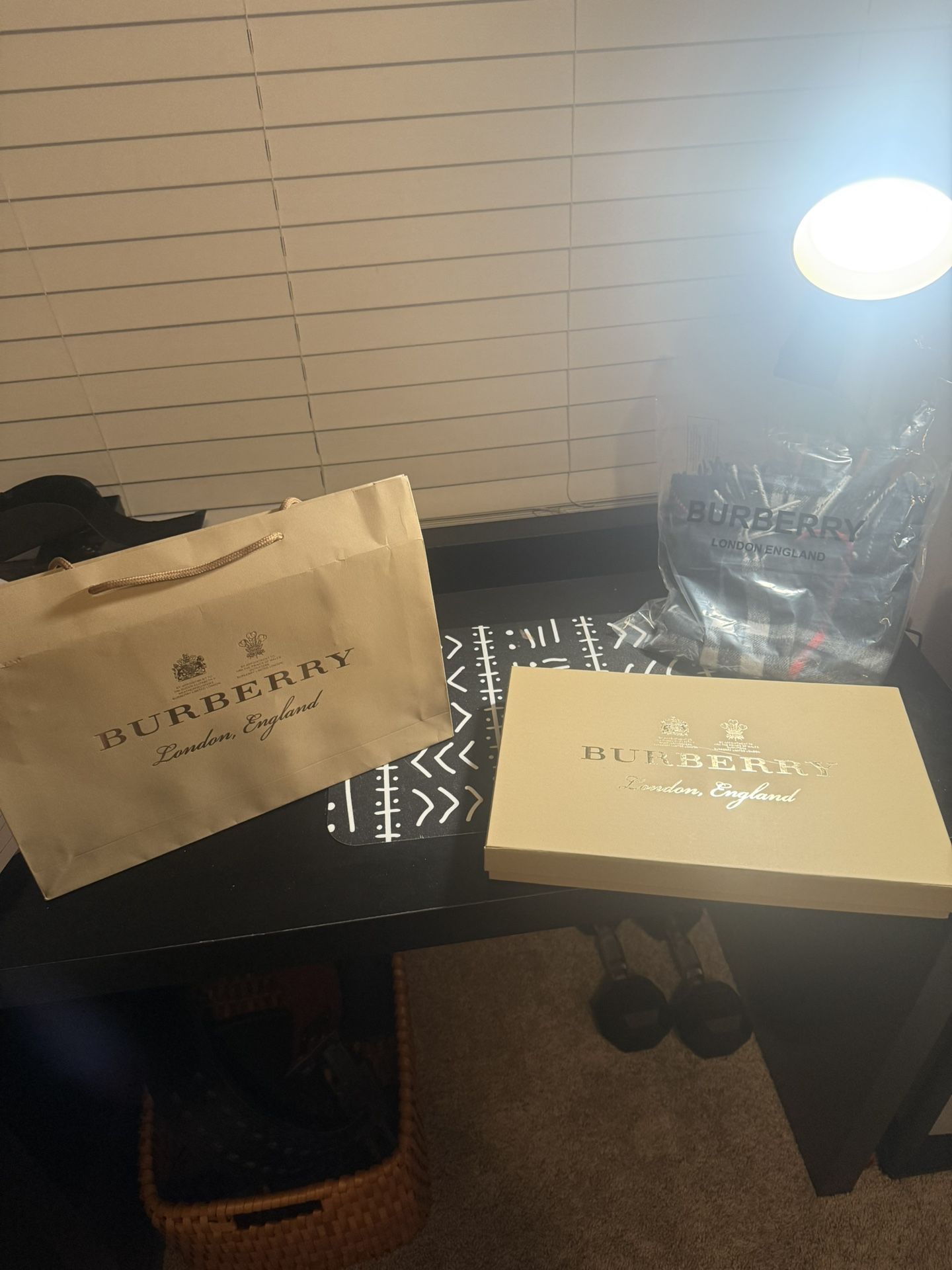 Burberry Nova Black Check Cashmere Scarf
