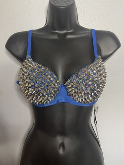 Spiked Blue Bustier Bra Top