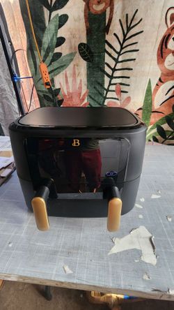 Beautiful 9 Qt TriZone Dual Basket Air Fryer, EverGood Ceramic Nonstick Coating, Black Sesame by Drew Barrymore