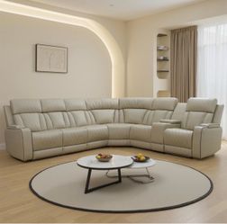 Leather Power Reclining Sectional Sofa(Used - Like New)