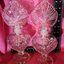 Pair Of Matching Cut Glass Perfume Bottles 