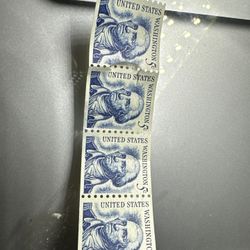Vintage 6 George Washington Five Cent Stamp Blue RARE Unused Great Condition.
