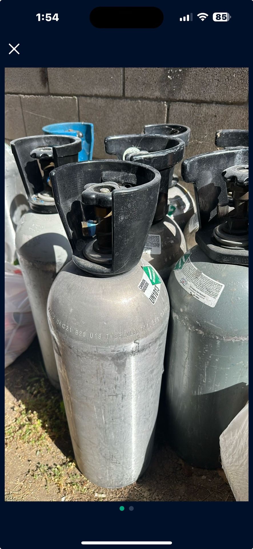 CO2 Tanks UN1013 Carbon Dioxide Tanks 20 Gallons
