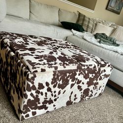 Cow Print Storage Ottoman 