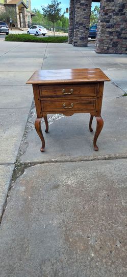 Wood End Table with Two Drawers