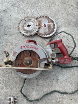 Skilsaw Mag 77 heavy-duty corded worm drive circular saw with a magnesium housing.