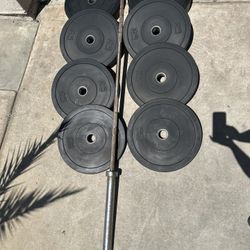 Olympic bumper weights 230lbs total plus 7ft 45lbs bar