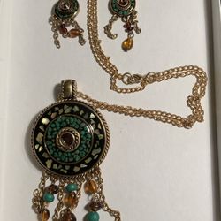 Vintage Chicos Boho Necklace and Earring  Set 