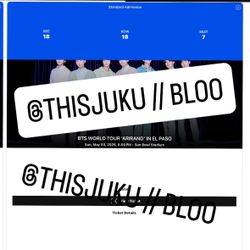 BTS WORLD TOUR 1 TICKET FOR EL PASO TX