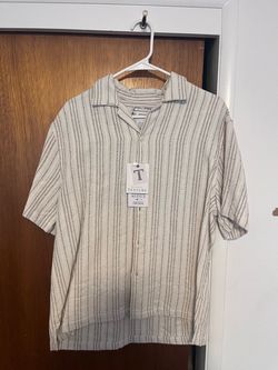 Texture Short Sleeve Striped Button-Up Shirt