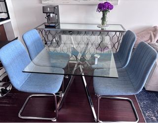 Glass Dining table with 4 chairs