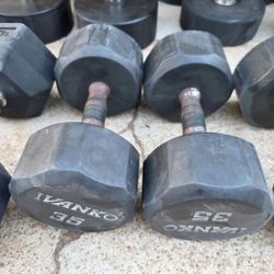 2-35lb Rubber Hex Dumbbells 
