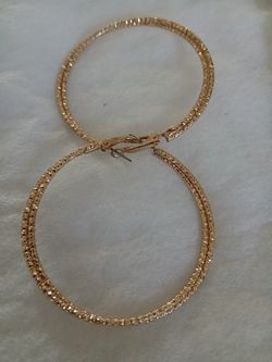 Clip On Earrings Gold Tone Hoops 