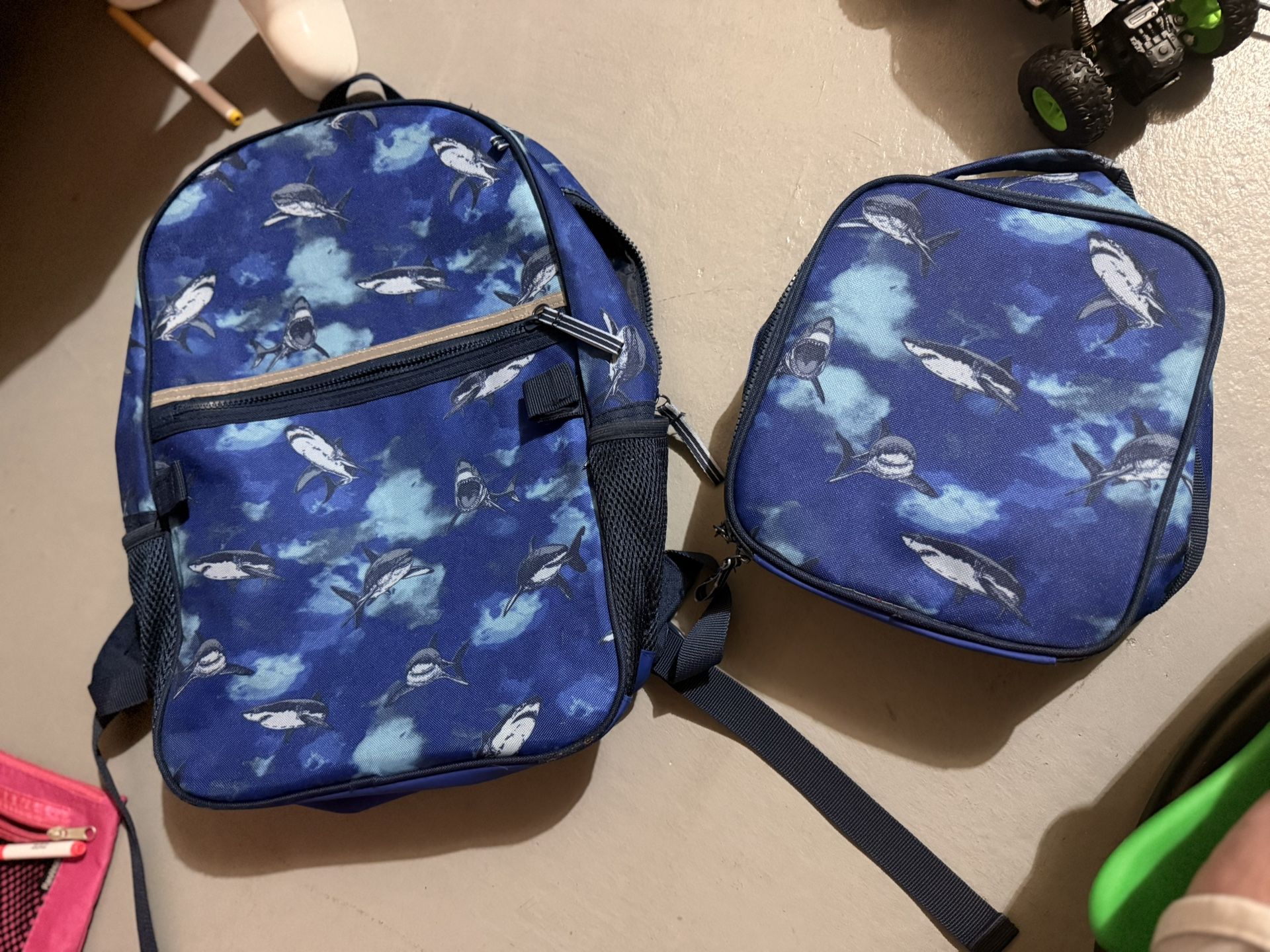 Shark Backpack And Lunch Box