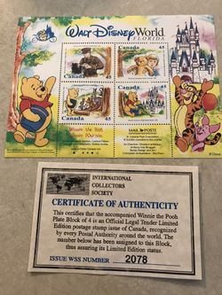 Winnie the Pooh -Collectors postage stamps