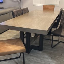 Wood Dining Table With 6 Chairs 