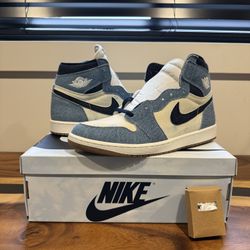 Jordan 1 Retro High OG Denim - Summit White / Obsidian Summit White / Gum Medium Brown - BRAND NEW / DEADSTOCK (MENS SIZE 12) 