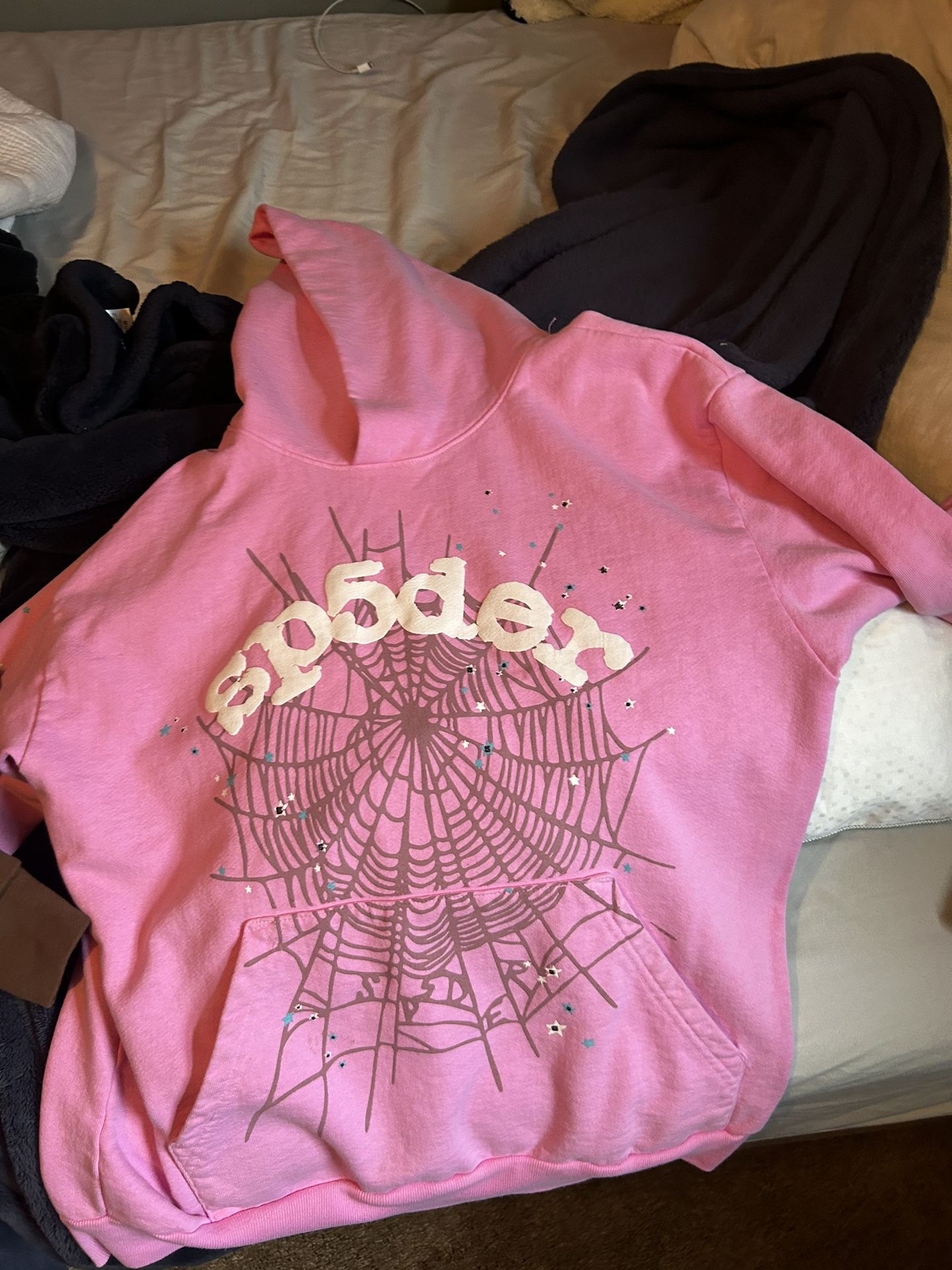Sp5der hoodie og pink