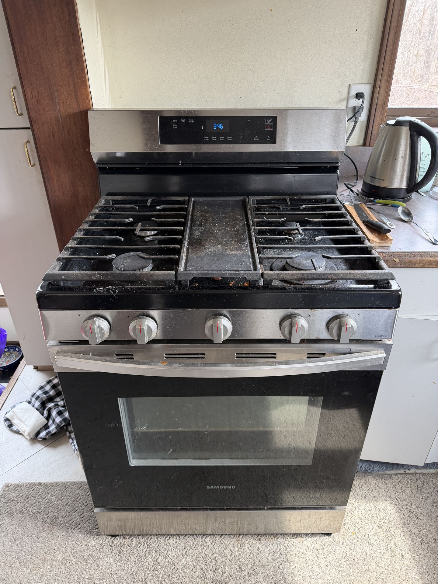 Samsung Smart Gas Range Stove Oven 5 Burner w/ Griddle Stainless Steel