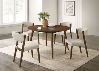 Dining set 5 pc Walnut finish, fabric. New Especial price