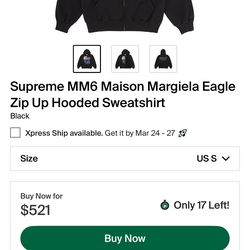 Supreme mm6 zip up hoodie size medium
