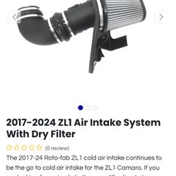 Zl1 Camaro Roto Fab 17-24 Cold Air Intake Dry Filter No Tune Required