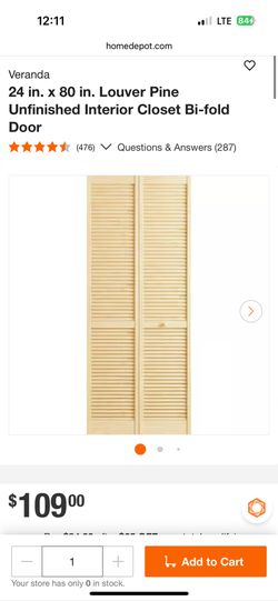 24 in. x 80 in. Louver Pine Unfinished Interior Closet Bi-fold Door