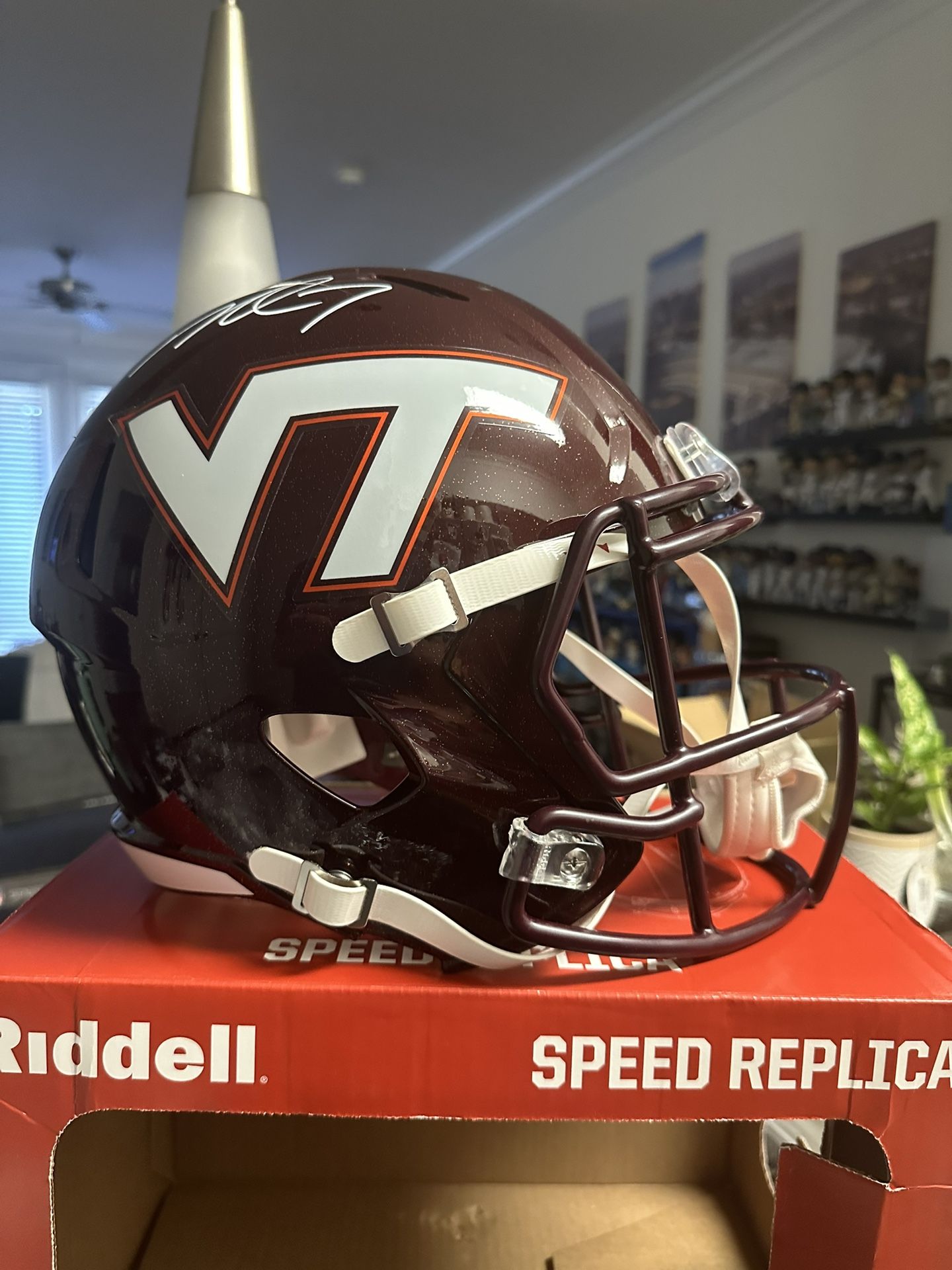 Michael Vick Signed Virginia Tech Full Size Riddell Speed Replica Helmet JSA