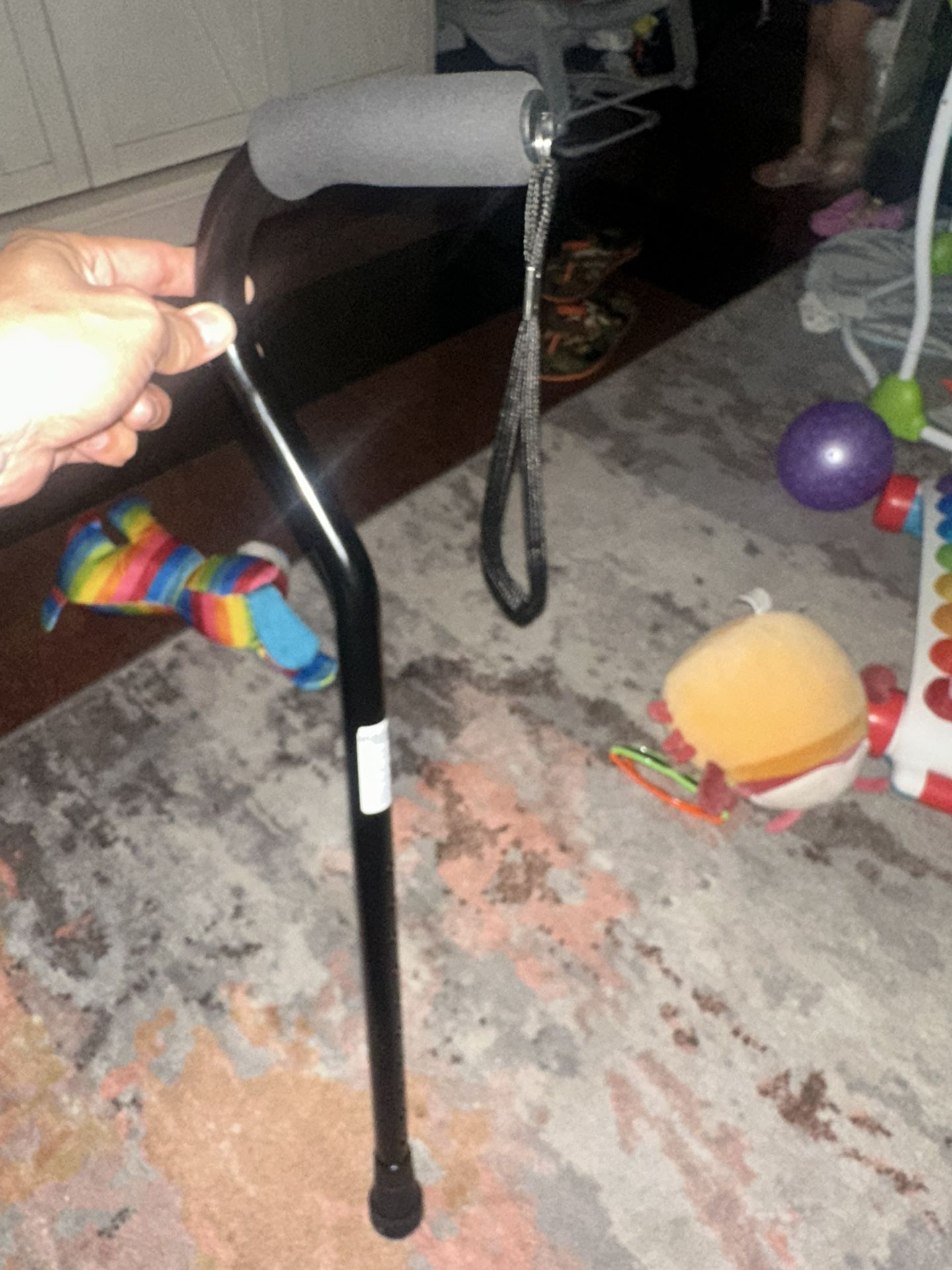 Equate Mobility Aluminum Offset Handle Cane with Foam Handle, Adjustable Height, Black