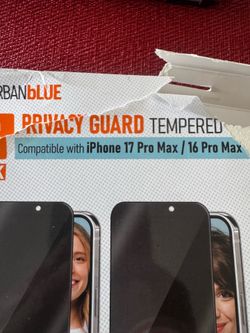 Urban Blue Privacy Guard Tempered Glass Screen Protectors – iPhone 16 Pro Max / 17 Pro Max (2-Pack)