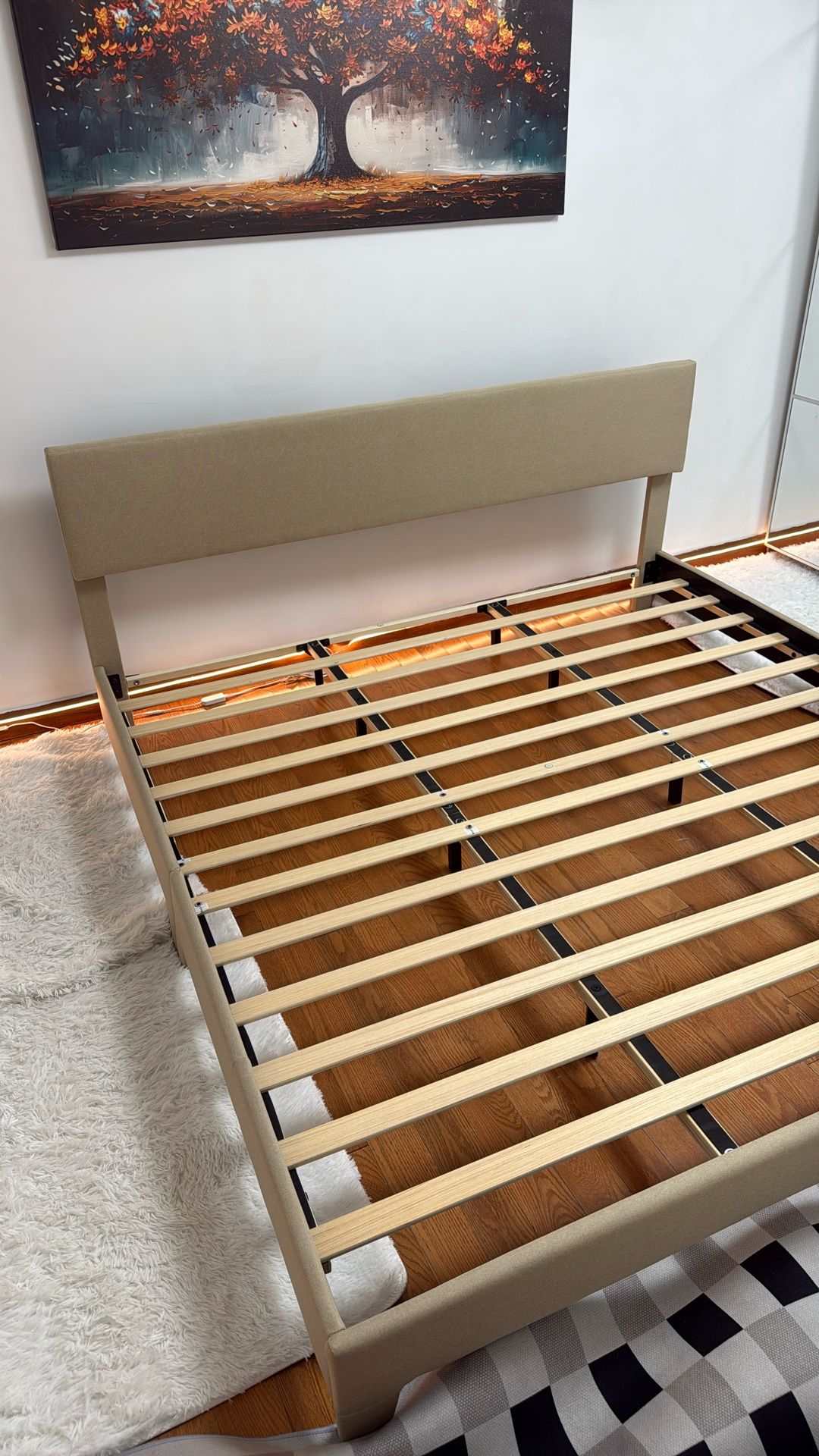 King Size Bed Frame with Adjustable Headboard