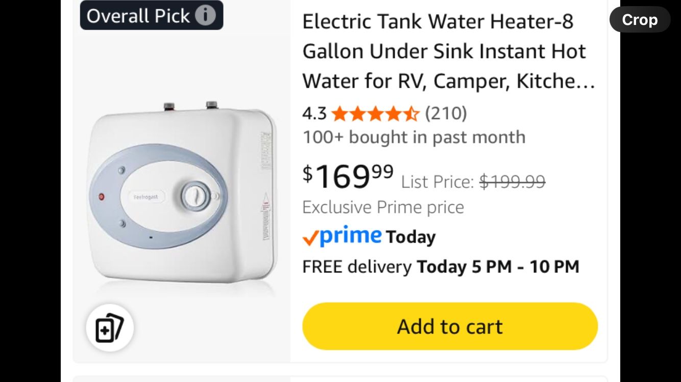 Feelrogast Electric Tank Water Heater 8 Gal WHA-BUO80-CA NEW!