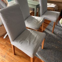 Striped Fabric Chairs Blue And White 3 