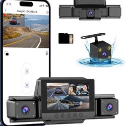 4 Channel Dash Cam 360 View for All-Round Protection, 4-Way Front Rear Inside Recording, Built-in 5G WiFi & GPS, APP Control, 8 IR Night Vision