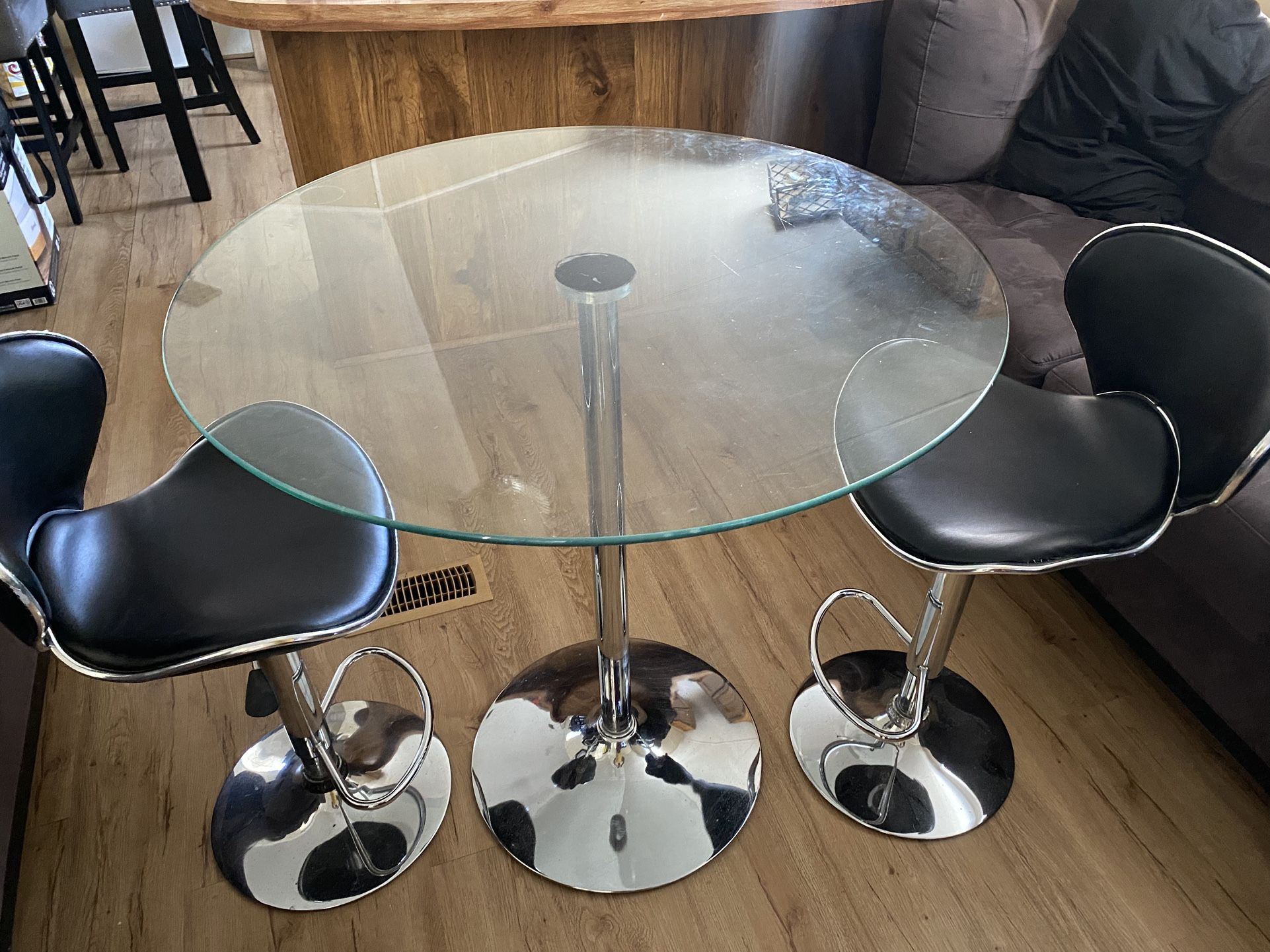 Glass Table 2 Stools
