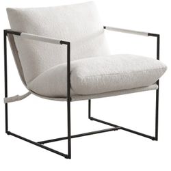 Brand New In The Box- Furniliving Sling Accent Chair with Metal Frame, Comfortable Boucle Fabric Arm Chair, Upholstered Cozy Reading Chair for Living 