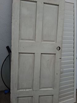 Vintage White Wood Panel Interior Door