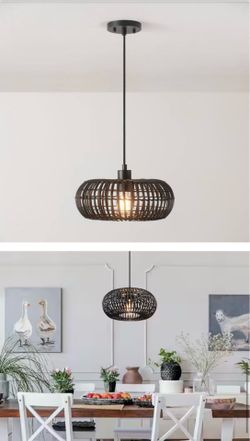 Globe Maren Matte Black Pendant Light 1-Light Adjustable Hardwired Wall Switch