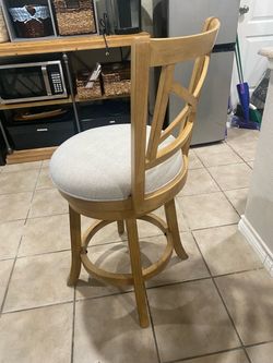 Wood Swivel Counter Stool with Upholstered Seat