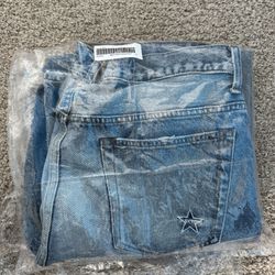 Supreme Distressed Loose Fit Selvedge Jean Washed Indigo 34 SS24