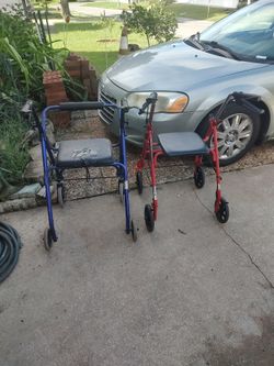Two Handicap Walkers, The Red One Has Newer Tires And Brakes, Blue One Needs Brakes I Have A Set With Extra Handles $40 For Both