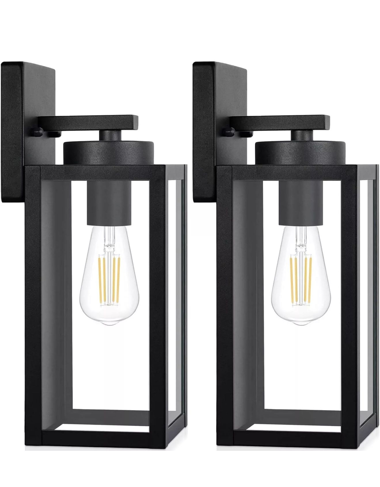 Outdoor Wall Lanterns Pack Of 2 B04013P Black Metal Glass Voltage: 120V AC Wattage: 100W MAX
