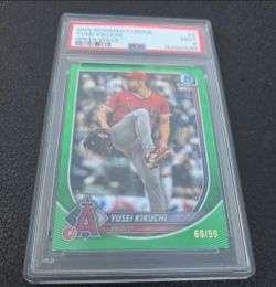 YUSEI KIKUCHI 2025 Bowman Chrome Green Wave Los Angeles Angels 69/99 PSA 9 MINT