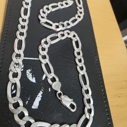Figaro Link 22" Chain Necklace (9mm) Sterling Silver