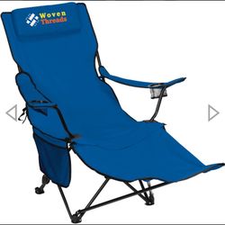 Camping Chair Folding Adirondack Recliner With detachable Footrest