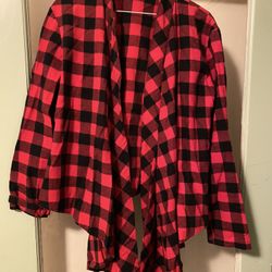 Red Black Buffalo Plaid  Shirt Jacket Women's SZ M