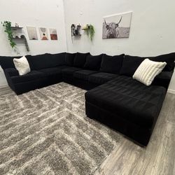 Black Sectional Couch - Free Delivery