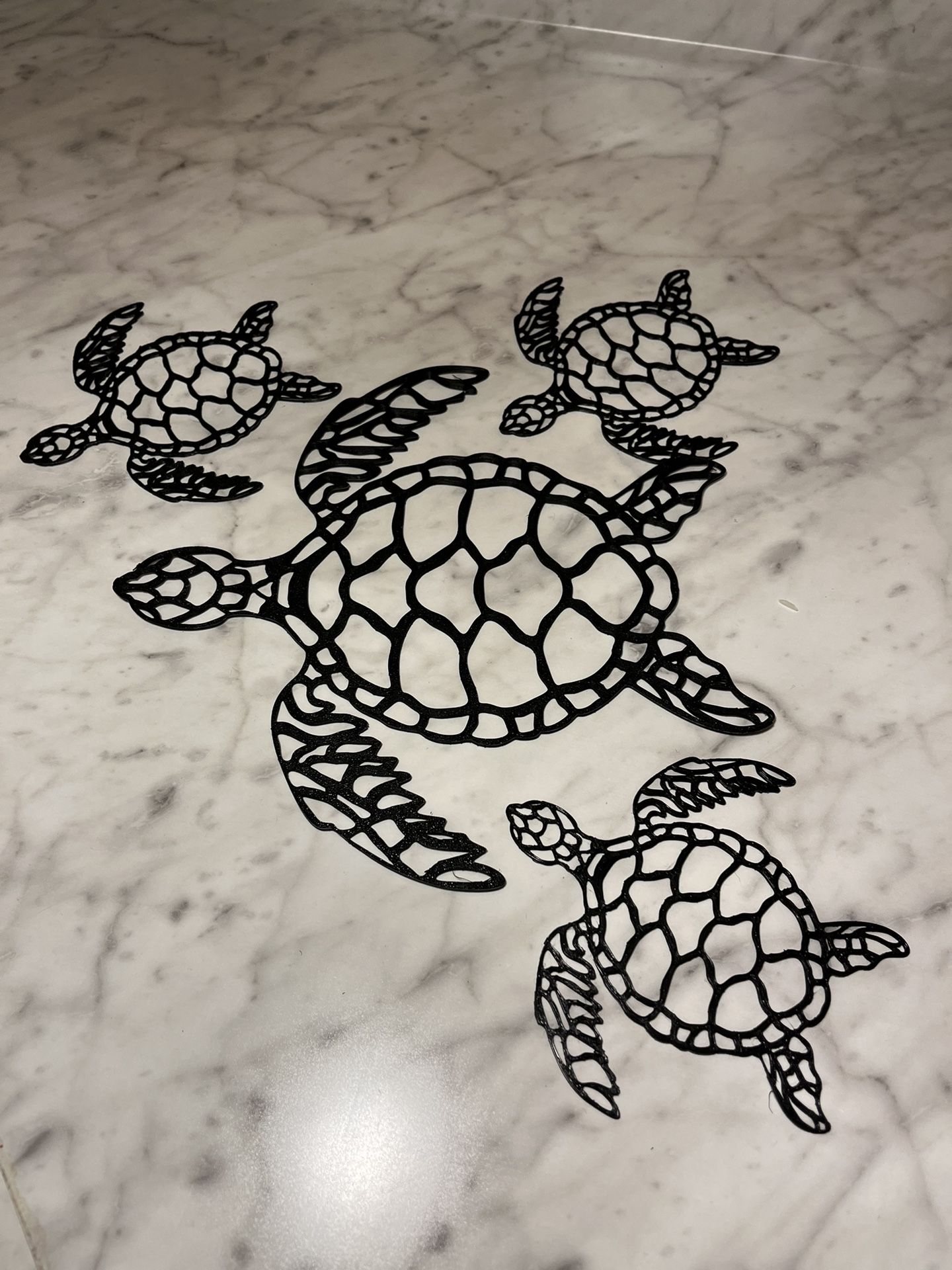NEW Black Momma And Baby Sea Turtle Unique Wall Art Hone or office Decorations