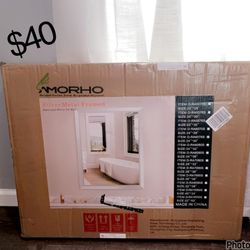 Amorho 24x30 Inch Bathroom Mirror Silver, Thick Metal Framed Wall Mirrors for Over