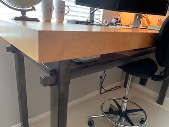 Tall Hand Crafted Desk and Stool